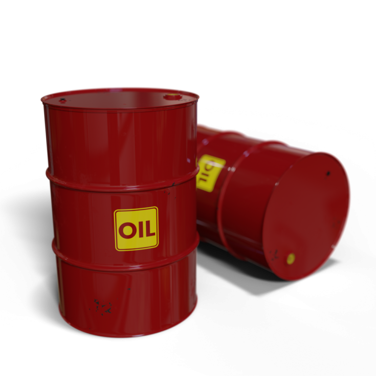 a red barrel with the word oil on it