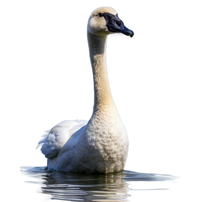 a white swan is swimming in the water