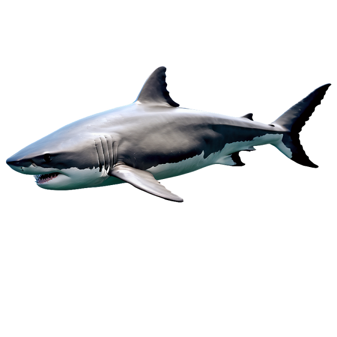 a great white shark swimming in the ocean