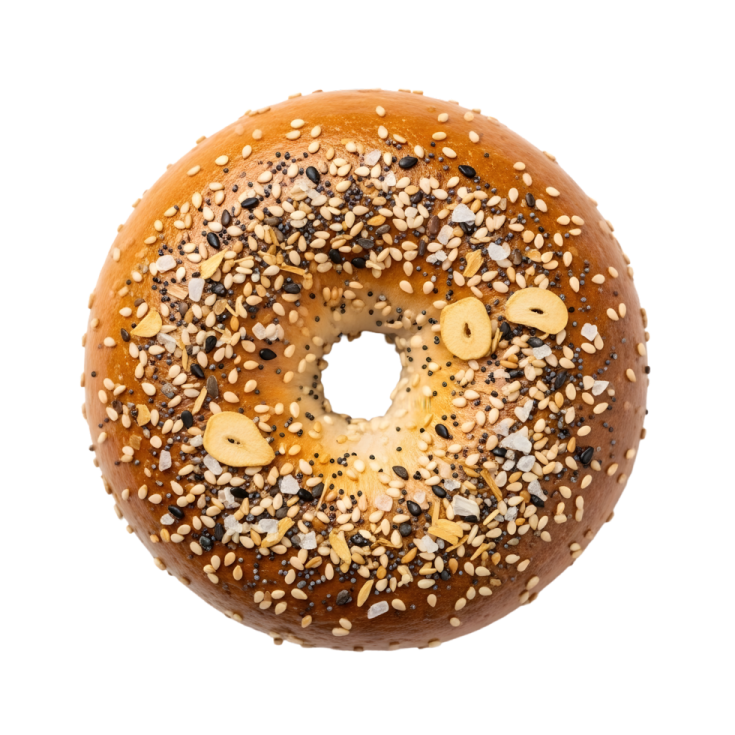 a bagel with nuts and seeds on it