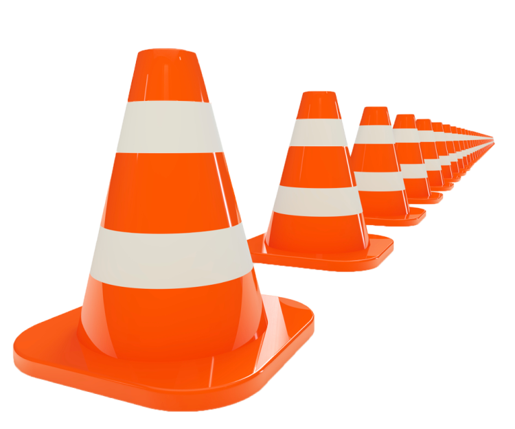 orange and white traffic cones