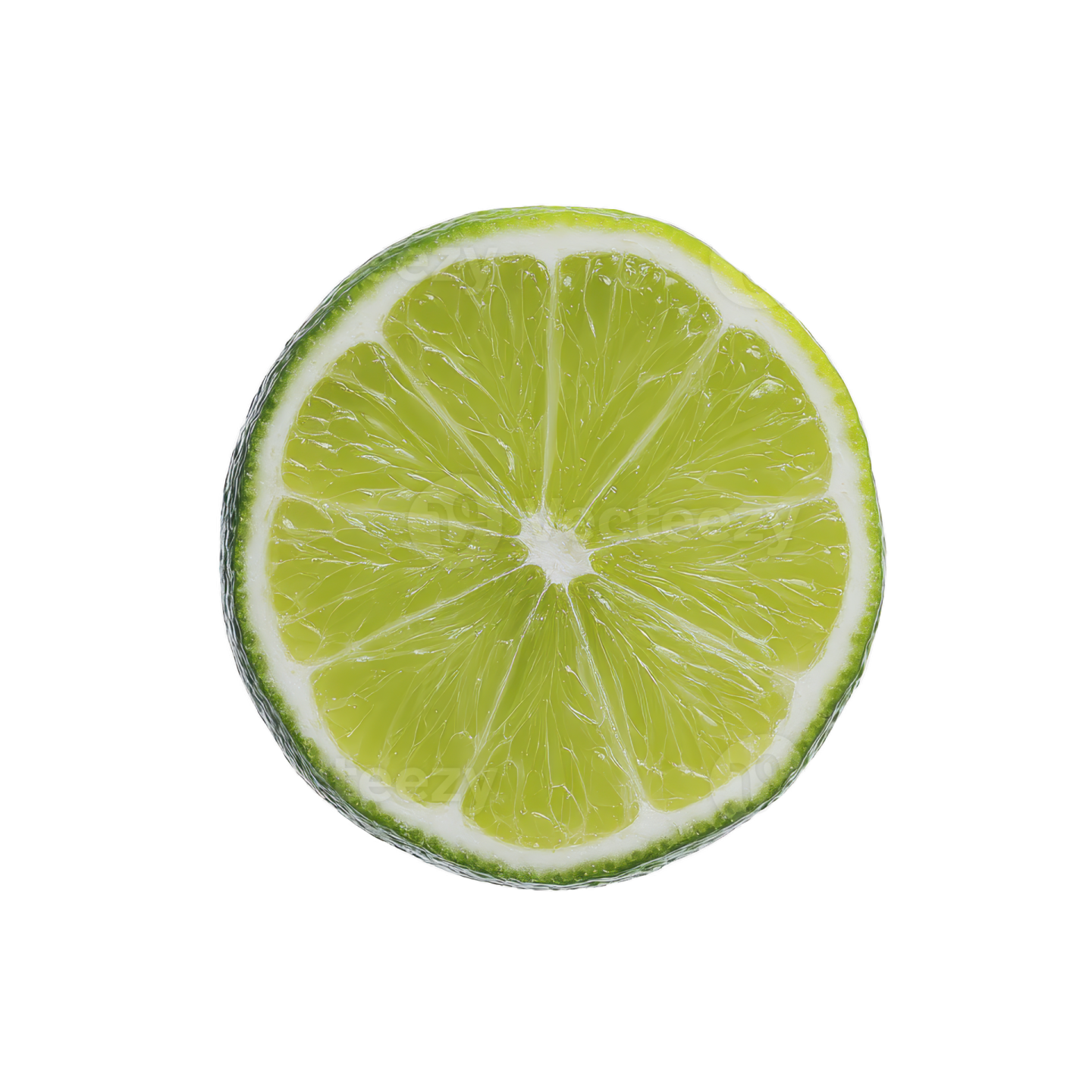 a lime slice on a white background