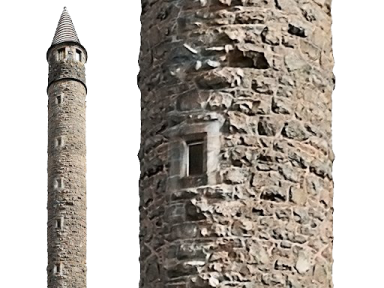 an old stone tower with a clock on top