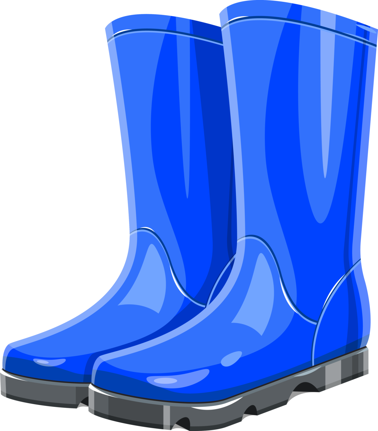 a pair of blue rain boots