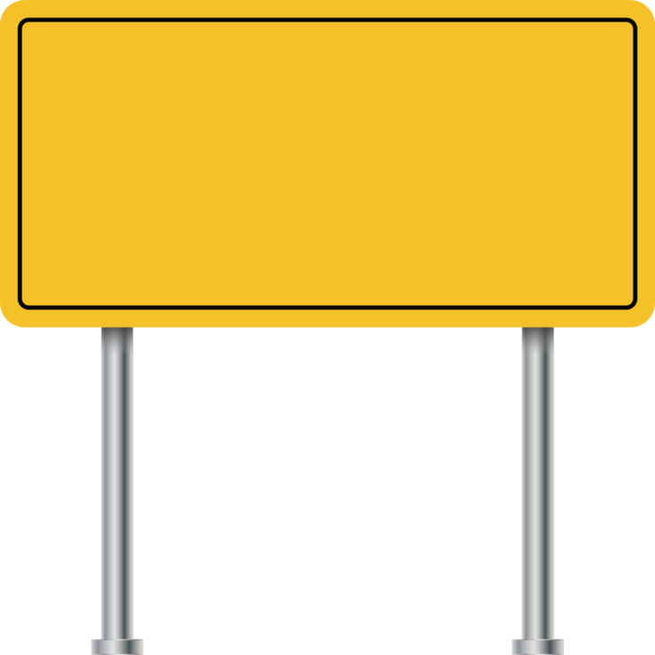 a yellow road sign on a metal pole
