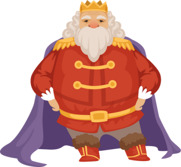 a cartoon character dressed as a king