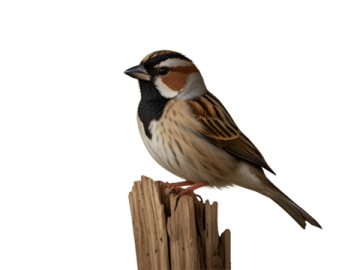 a bird sitting on top of a wooden post