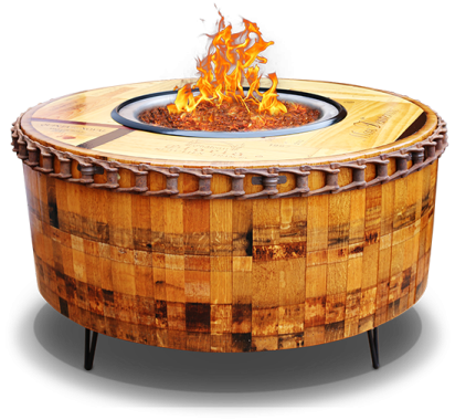 an outdoor fire pit made out of wood