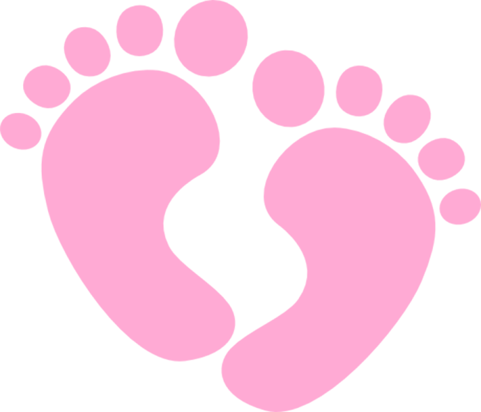 a pair of pink footprints on a white background