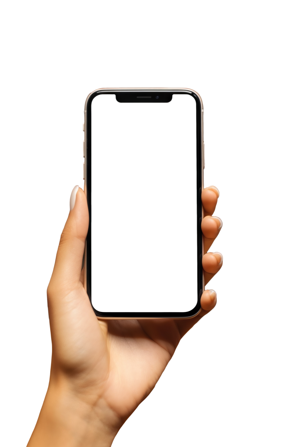 a hand holding an iphone with a white screen