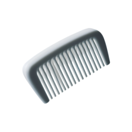 a white comb with a black handle
