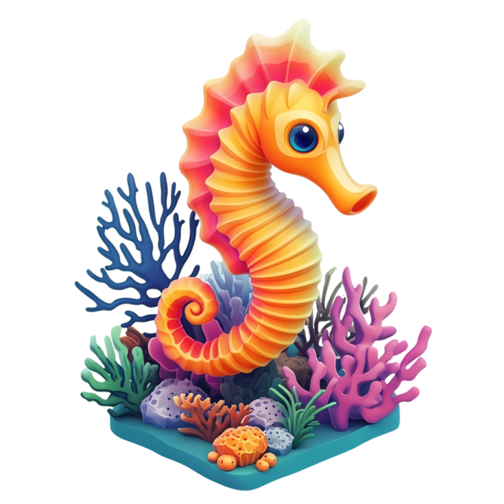 a seahorse in the ocean with coral and corals