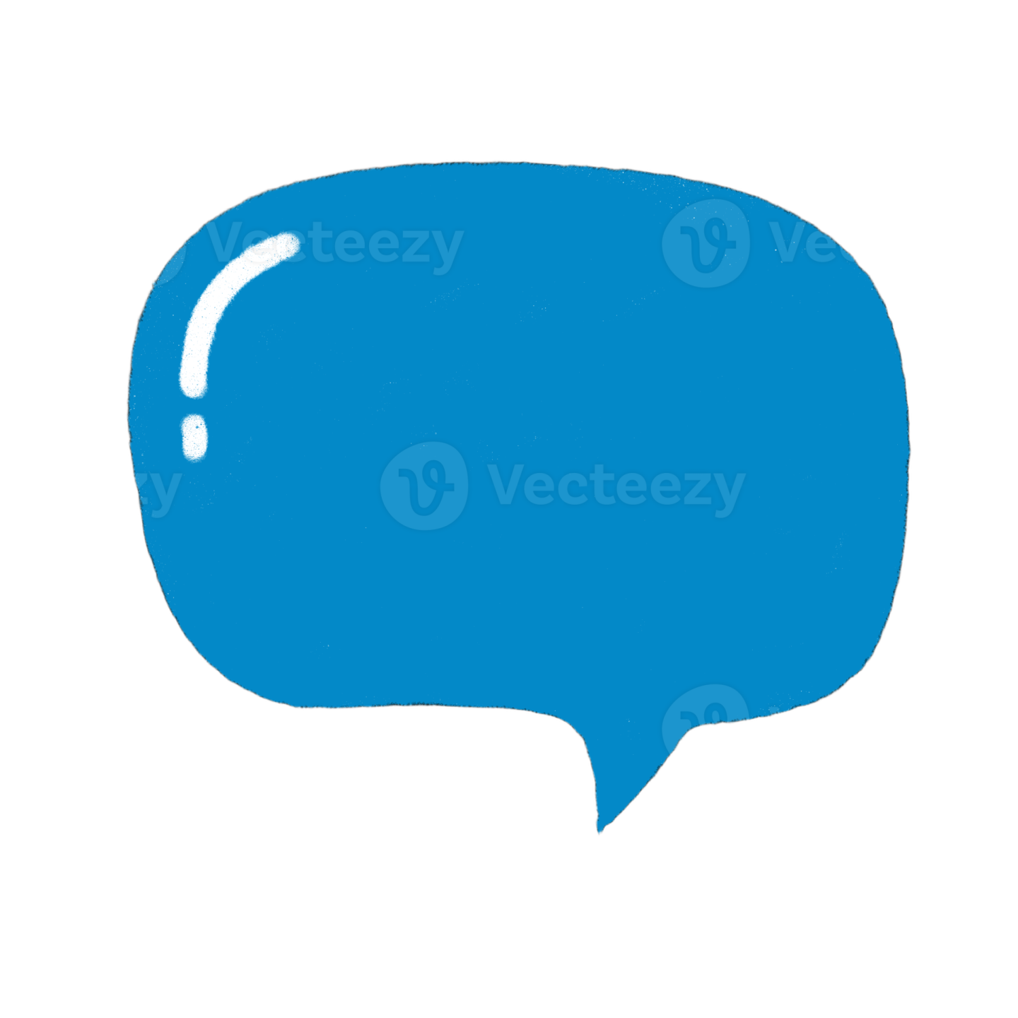 a blue speech bubble on a white background