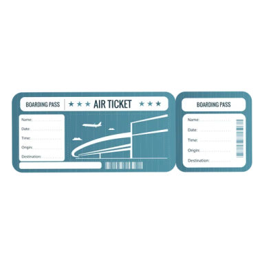 a boarding ticket with an airplane in the background