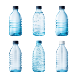 a set of six water bottles