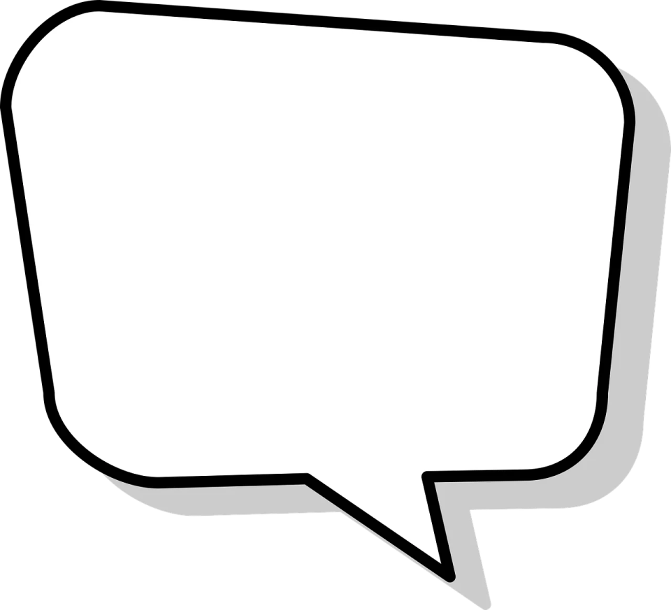 a black and white speech bubble