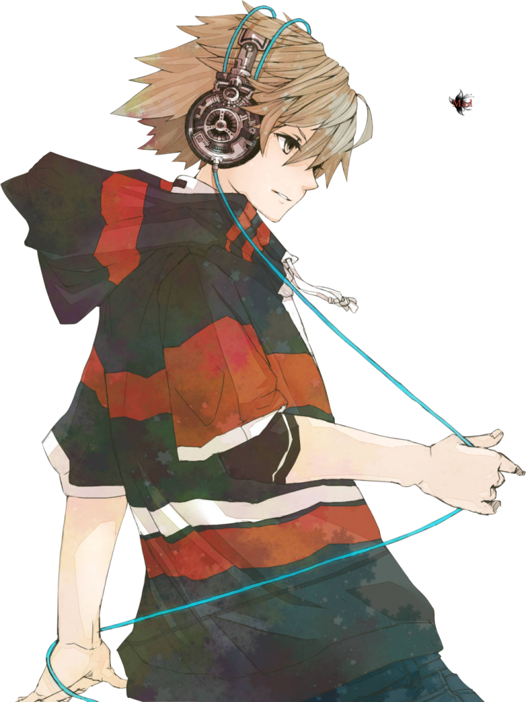 an anime character with headphones and headphones