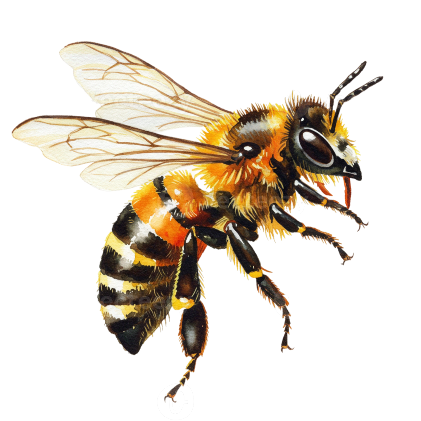 a watercolor painting of a bee
