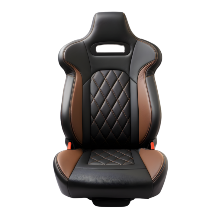 a black and brown car seat on a white background