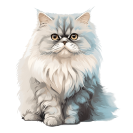 a gray cat with yellow eyes sitting down