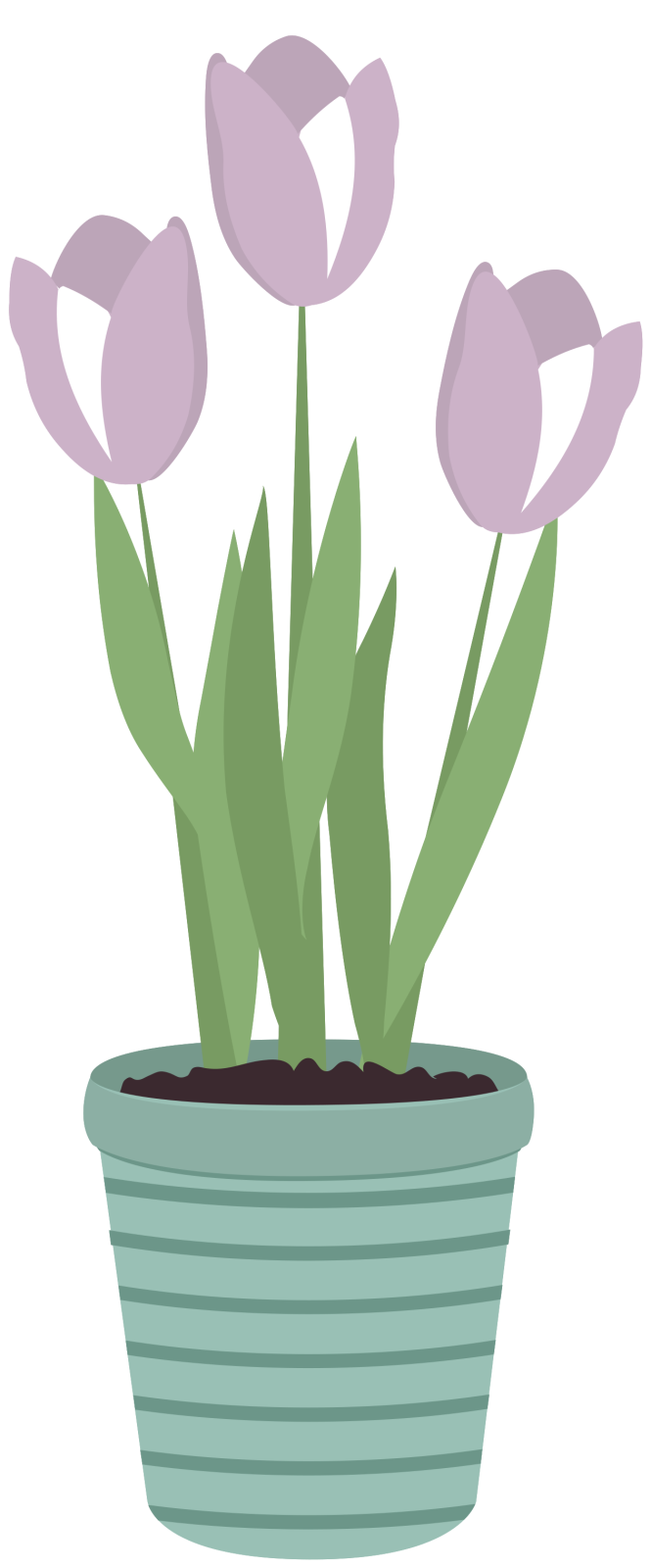 a pot with purple flowers in it