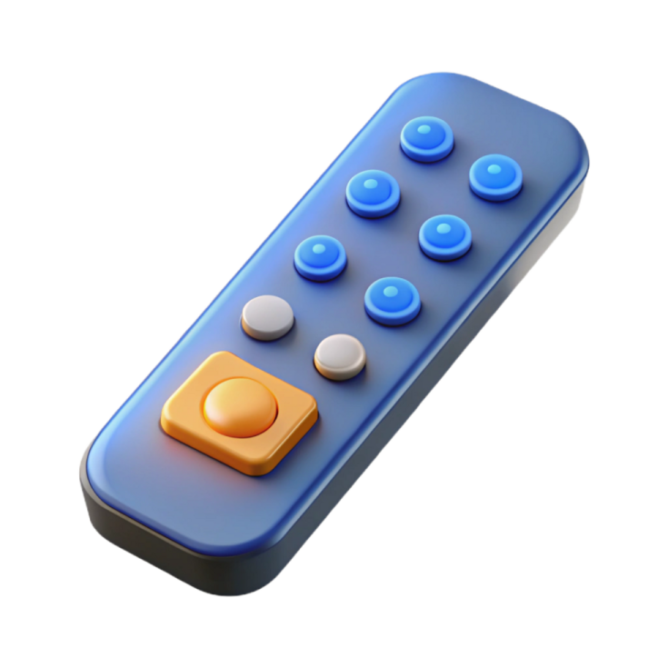 a remote control button on a white background