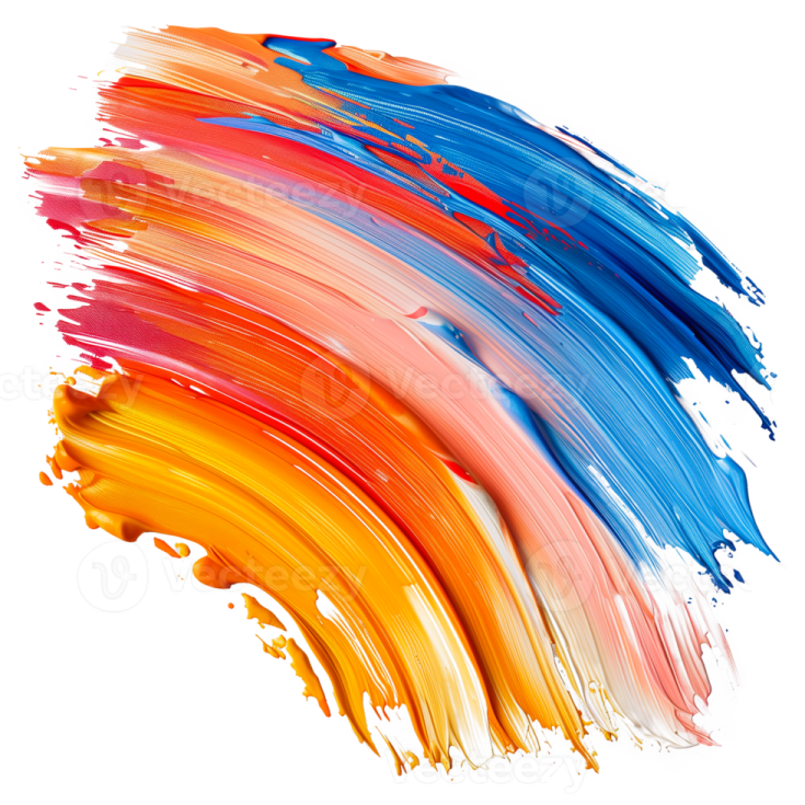 a colorful paint stroke on a white background