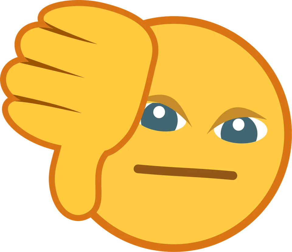 a yellow smiley face with two thumbs in the middle