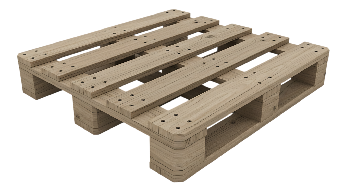 a set of three wooden palles