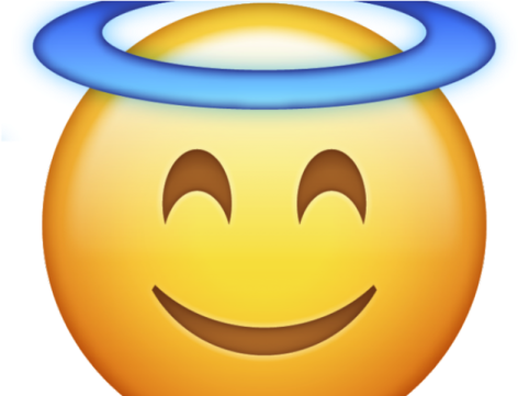 a smiley face with an angel halo around it