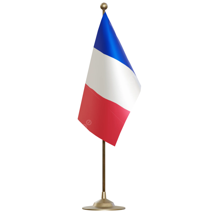 the french flag on a stand