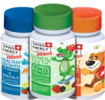 three bottles of children's vitamin tablets
