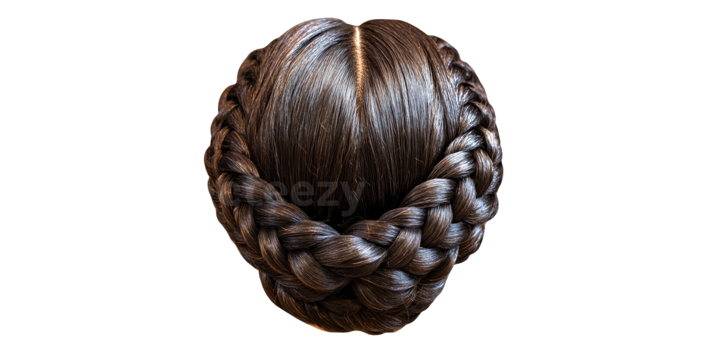 a woman with long brown hair in a braid