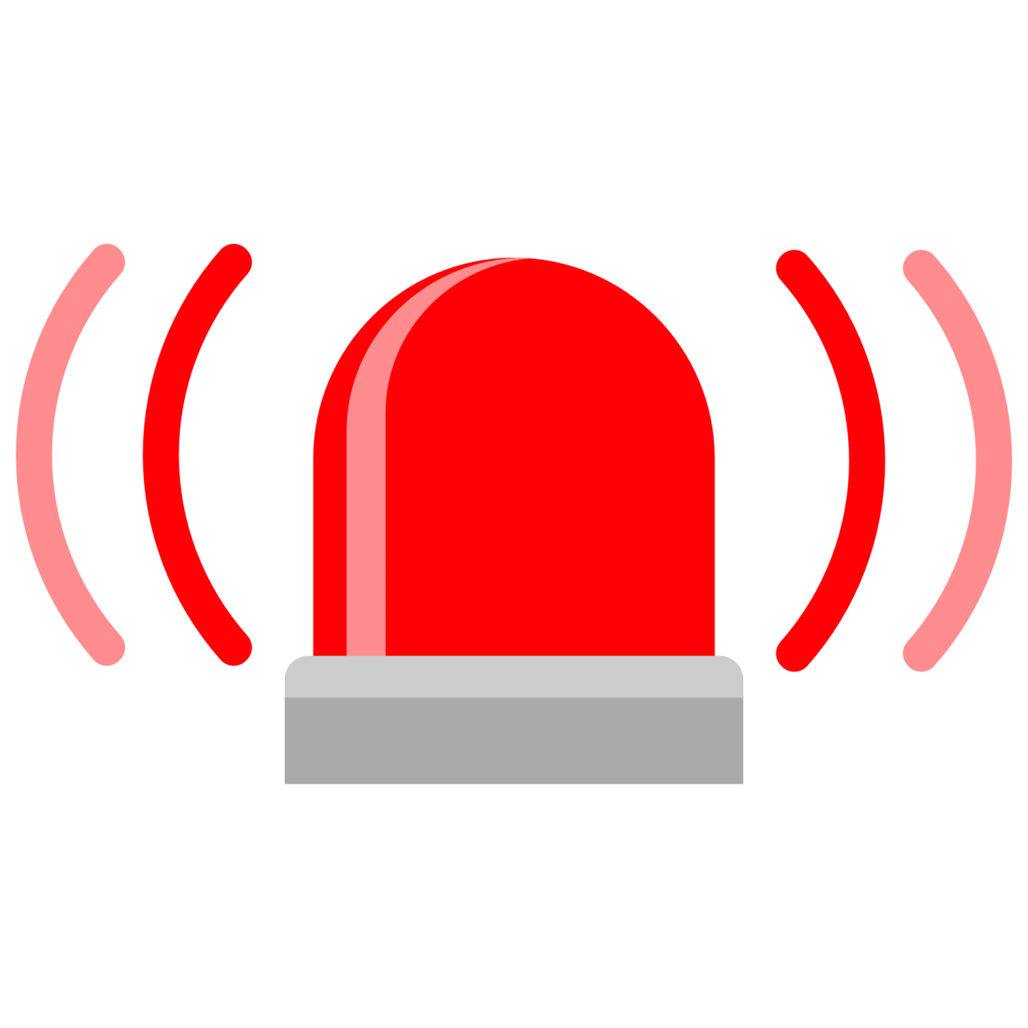 an icon of a red bell on a white background