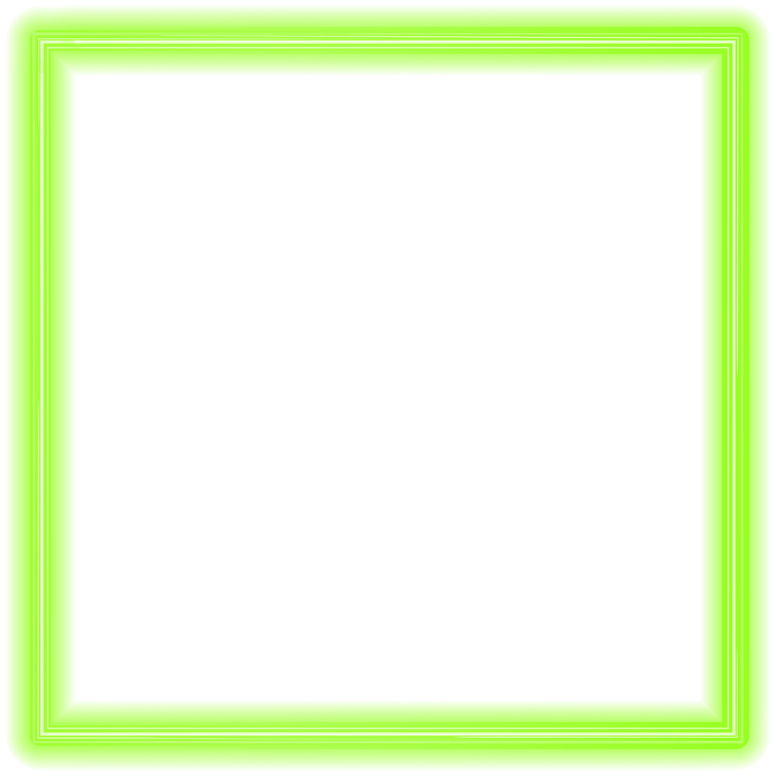 a green neon frame on a white background