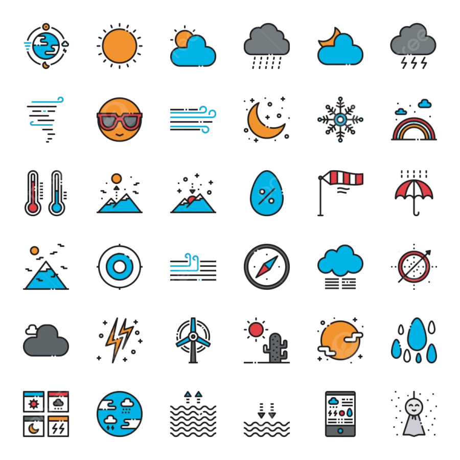 a set of flat line icons