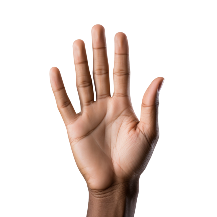 a person holding their hand up in the air