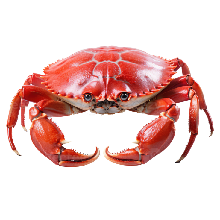a red crab on a white background