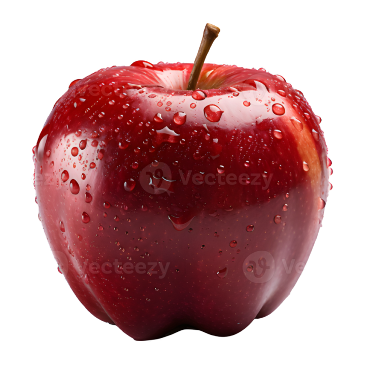 a red apple with water droplets on it