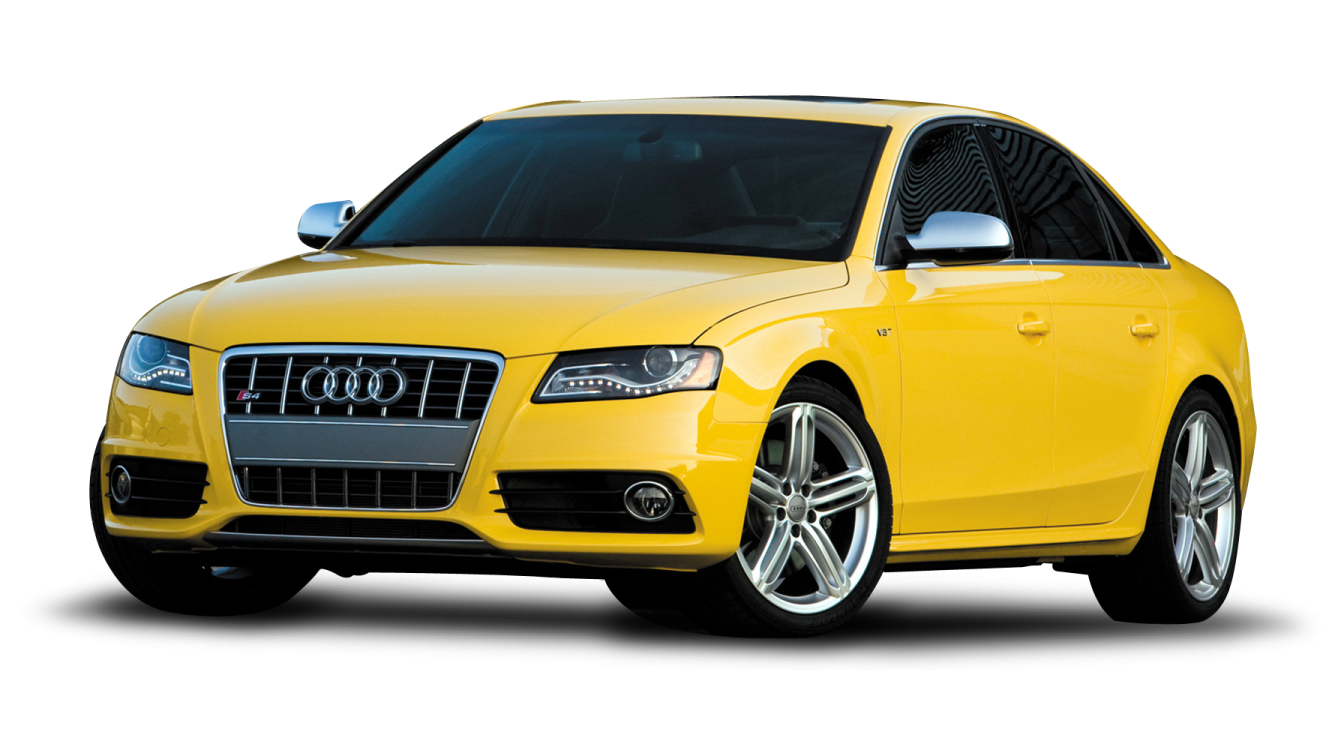 a yellow car on a white background