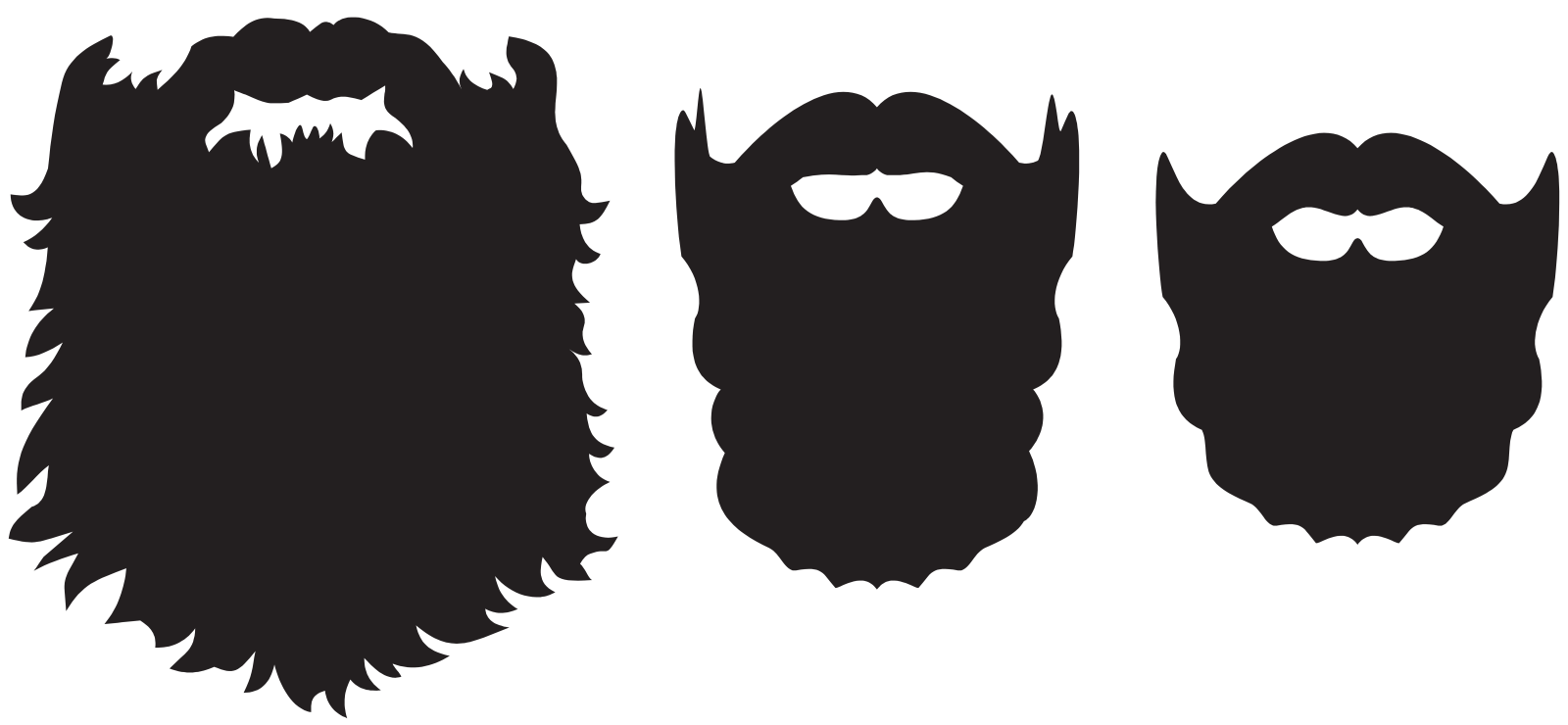 a set of three beard silhouettes
