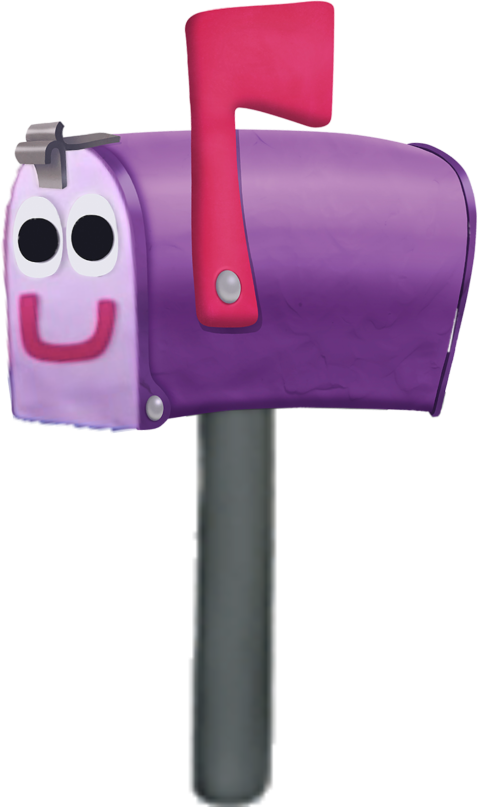 a purple and red mailbox with the number 1 on it