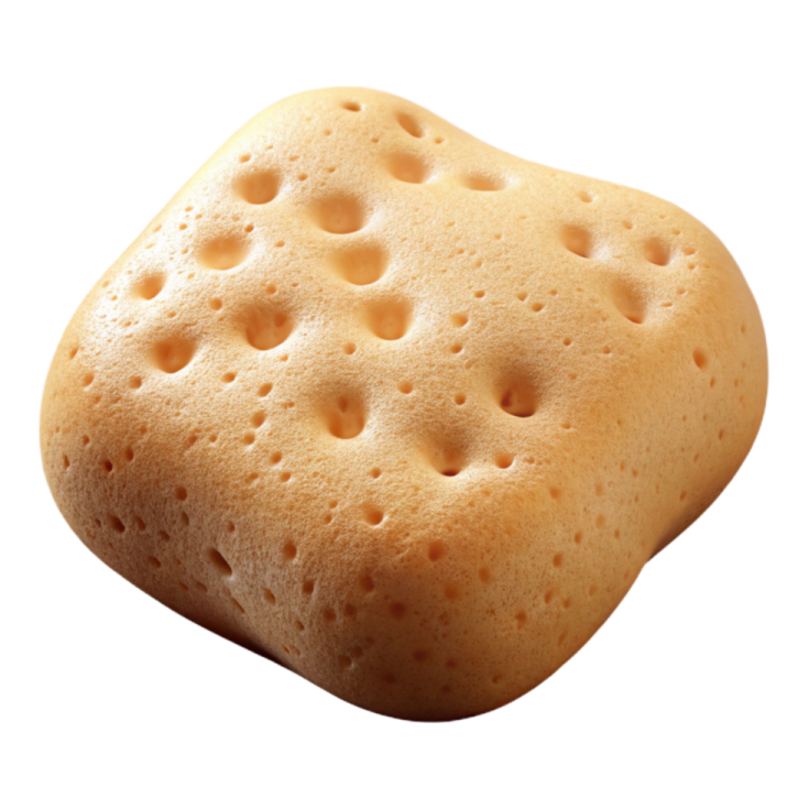 a piece of bread on a white background