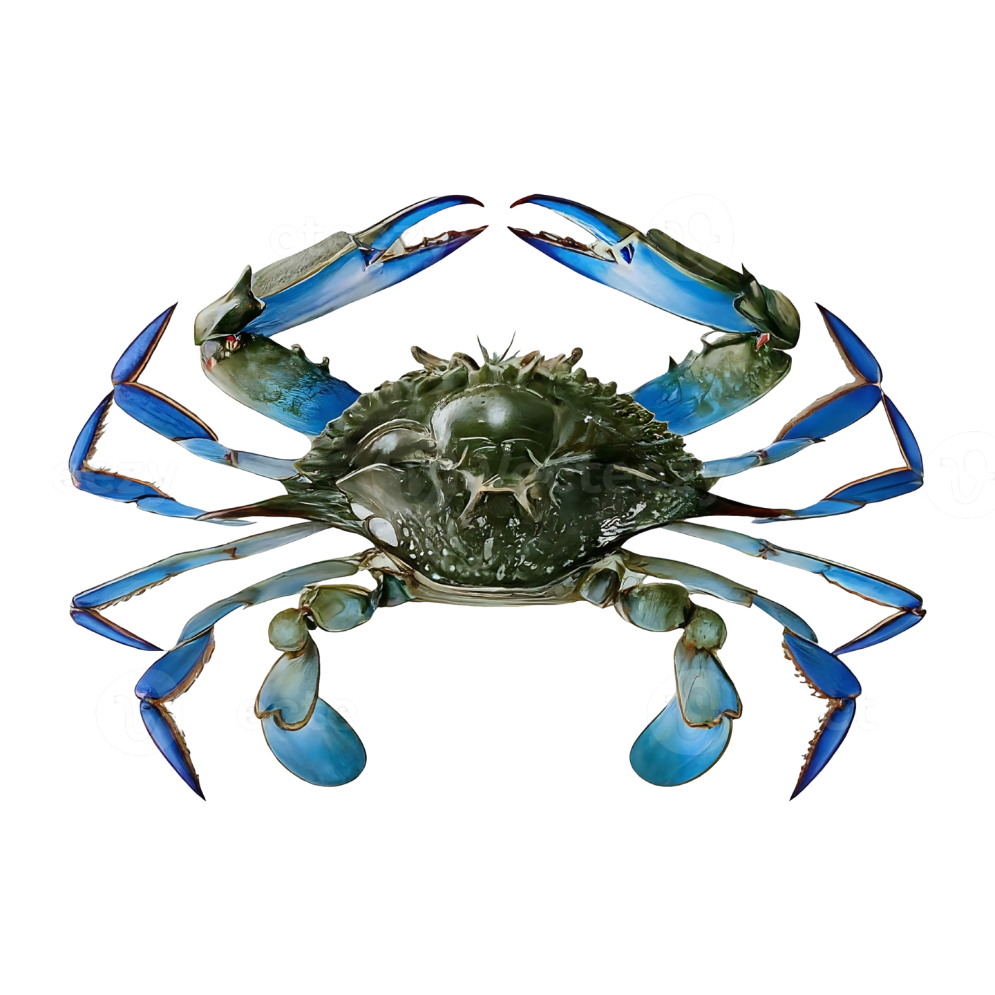 a blue crab on a white background