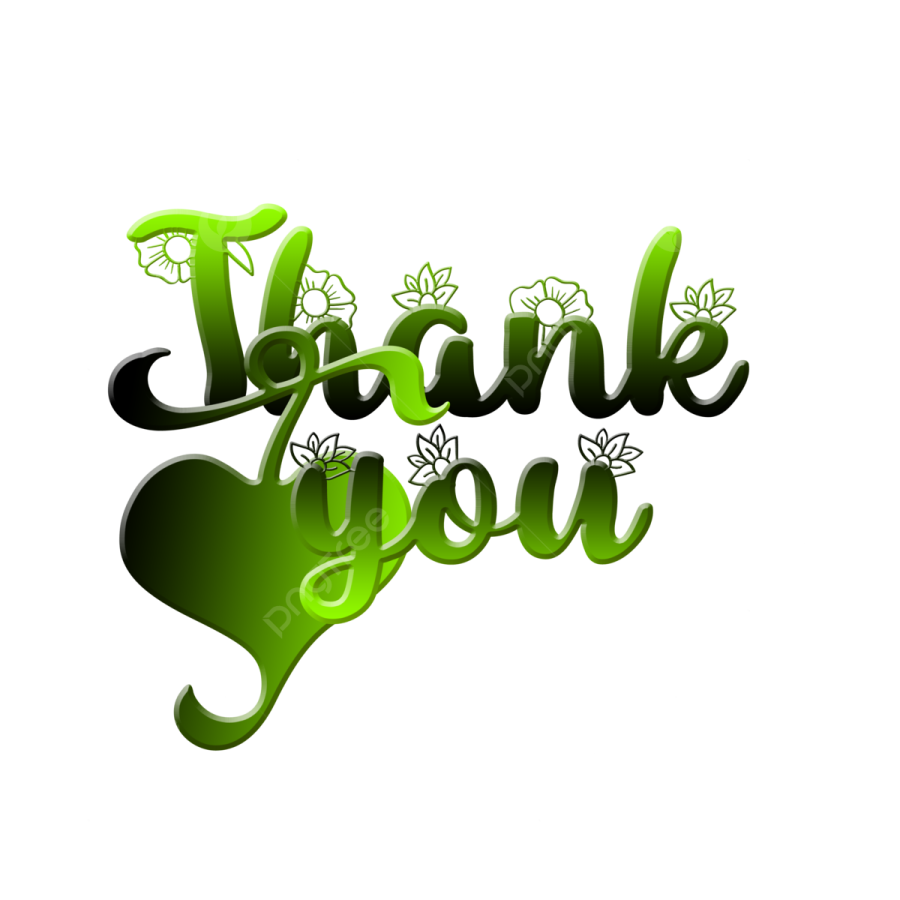 a green heart with the words thank you