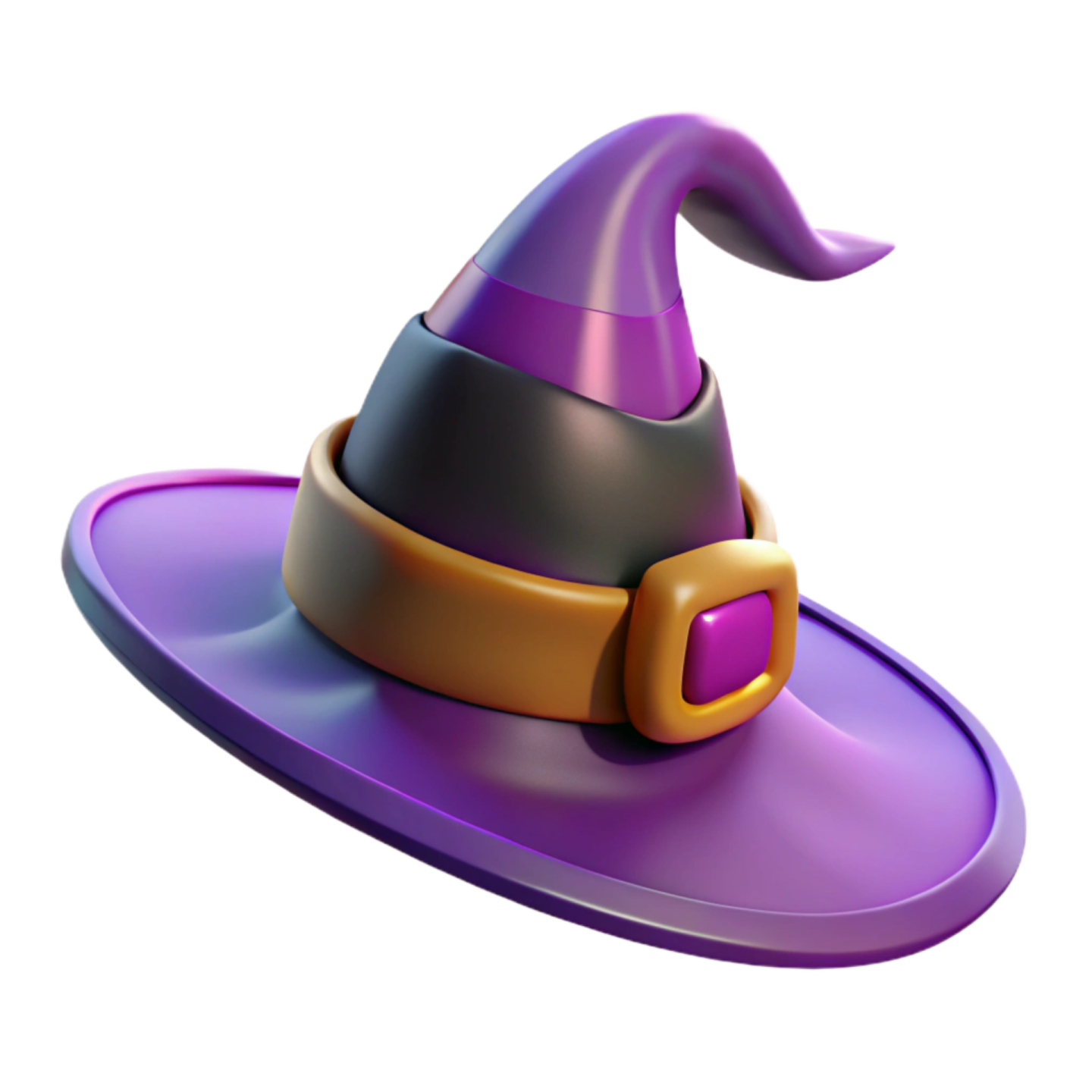 a purple witch hat on a white background