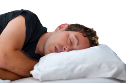 a man sleeping in bed