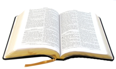 an open bible on a white background