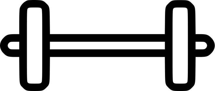 a barbell icon on a white background
