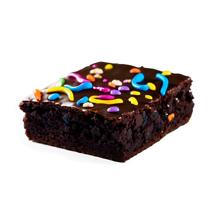 a close up of a square brownie with chocolate frosting